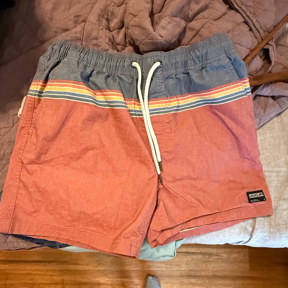 Ezekiel Red and Gray Striped Shorts